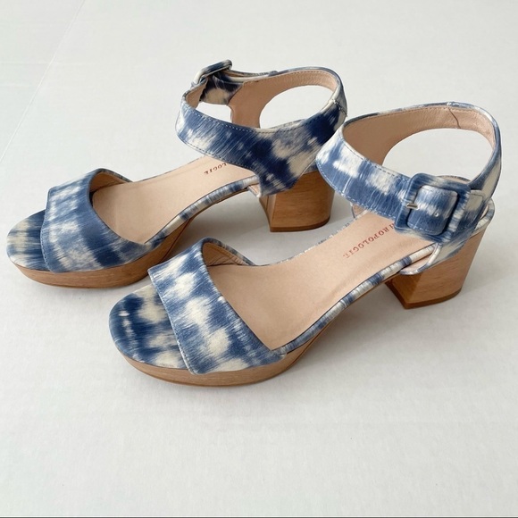 Anthropologie Shoes - Anthropologie Remy Platform Tie Dye Blue Wooden Heels Size 36